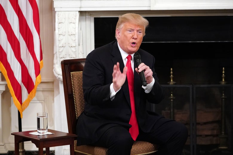 Donald Trump speaking in the White House